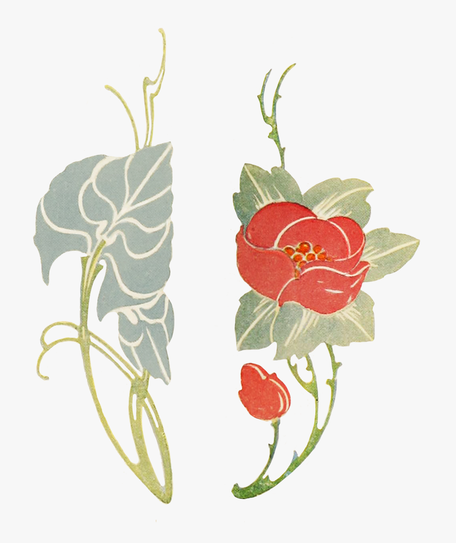 Art Nouveau Flowers - Transparent Art Nouveau Flourish, Transparent Clipart