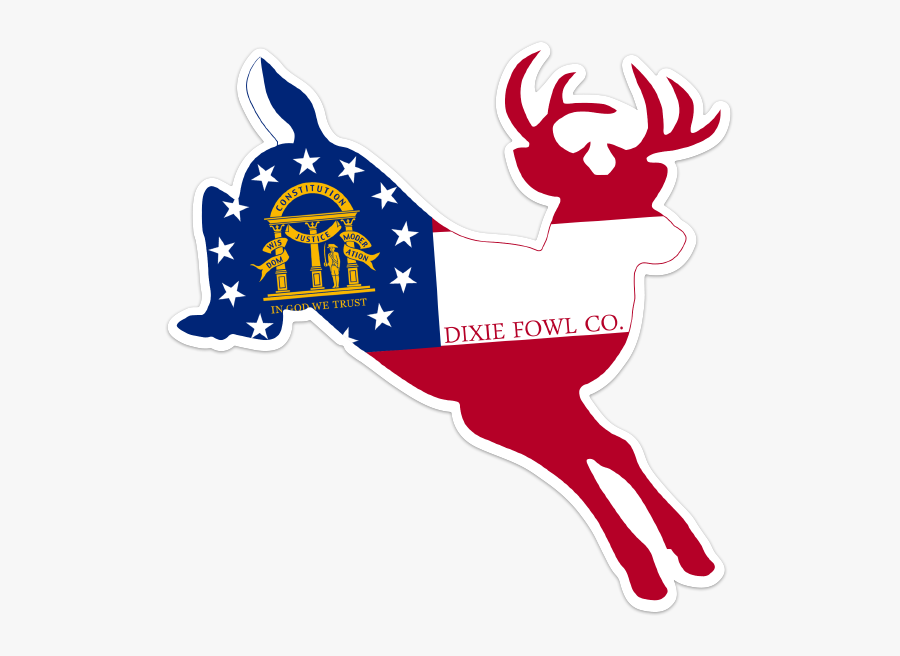 Transparent Whitetail Deer Clipart - Georgia State Flag, Transparent Clipart