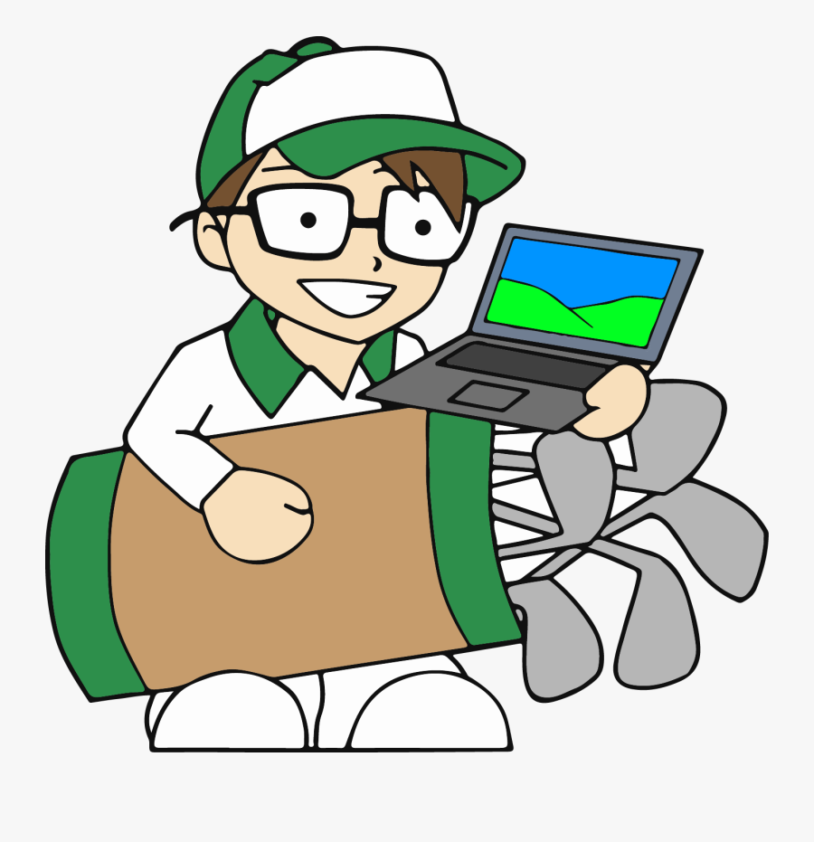 Transparent Computer Repair Png - Cartoon Laptop Repair Green Color Png, Transparent Clipart