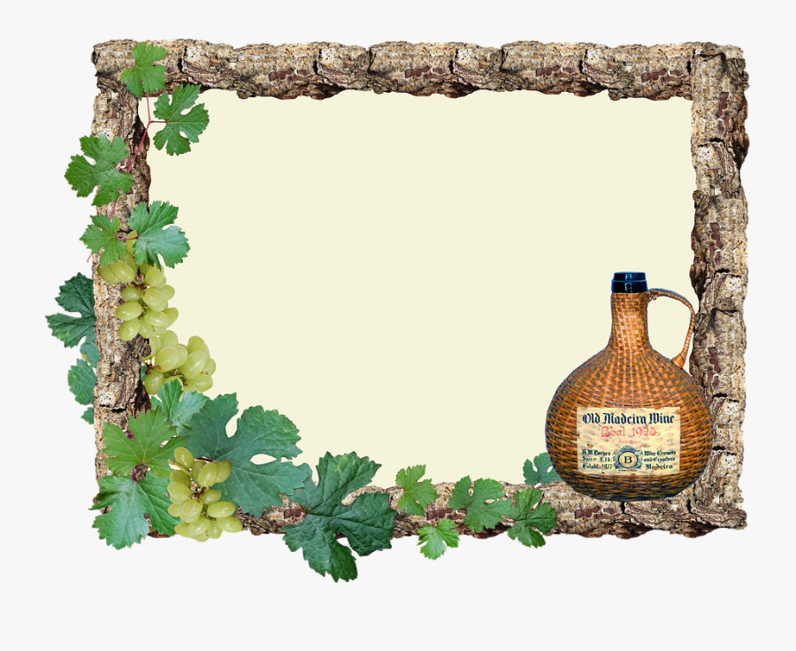 Greeting Card, Grapes, Wine, Frame - Wine Frame Png, Transparent Clipart