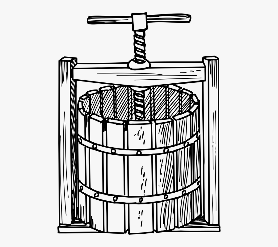 Grape, Juice, Machine, Press, Tool, Vineyard, Wine - Line Art Wine Press, Transparent Clipart