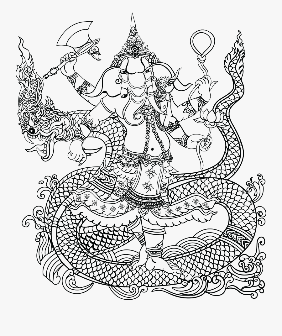 Transparent Elephant Clipart Black And White - Hindu Elephant God Png, Transparent Clipart