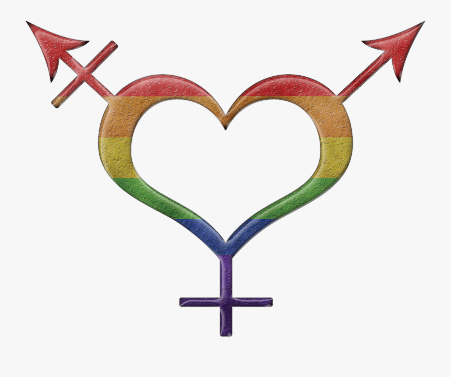 Heart Shaped Gender Neutral Symbol In Rainbow Pride - Trans Heart Symbol, Transparent Clipart