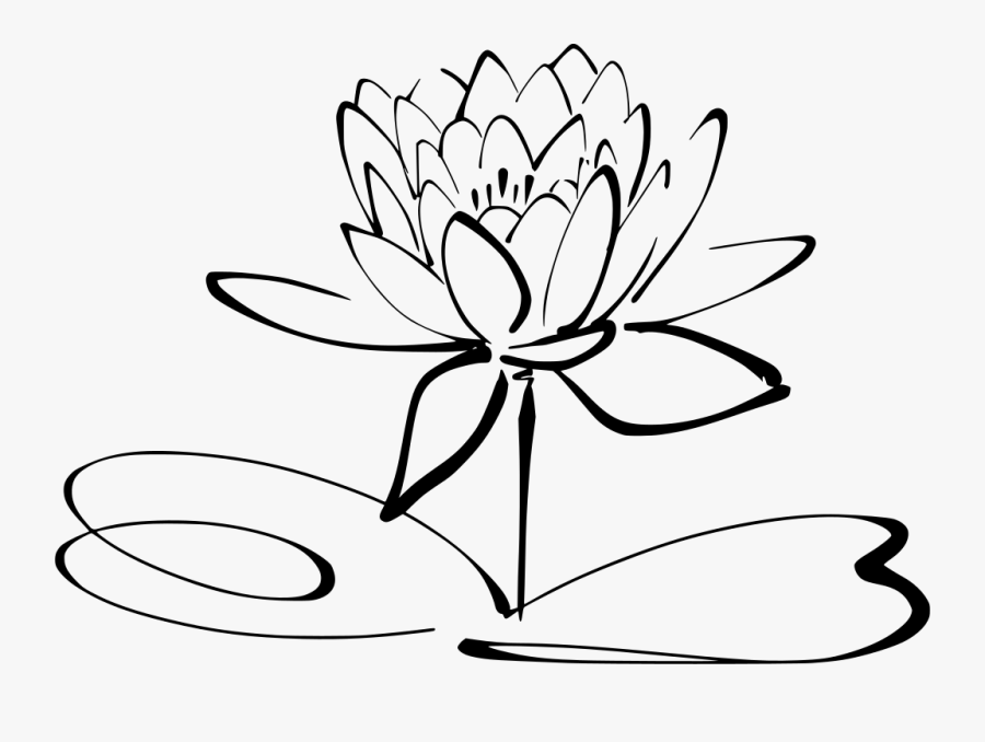 Lotus Flower Clipart Black And White, Transparent Clipart