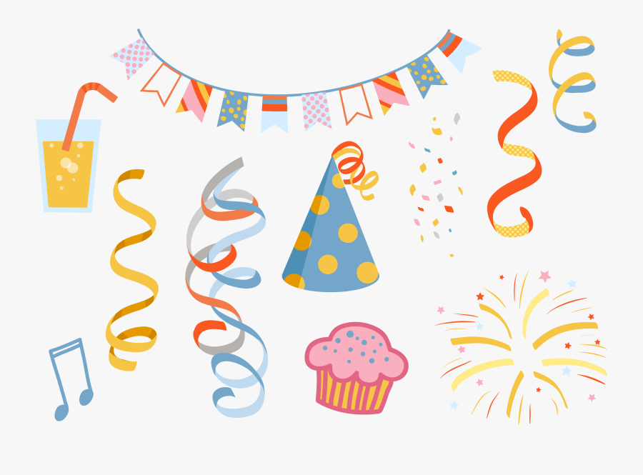 Clip Art Party Supplies Clip Art - Birthday Decorative Items Png, Transparent Clipart