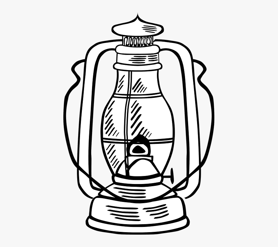 Lantern, Oil Lamp, Kerosene L - Lamp Clipart Black And White, Transparent Clipart