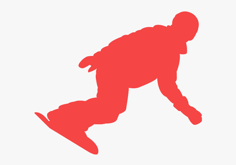 Snowboarder Silhouette Orange, Transparent Clipart