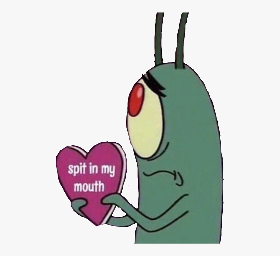 Transparent Spit Clipart - Spongebob Plankton Heart Meme, Transparent Clipart