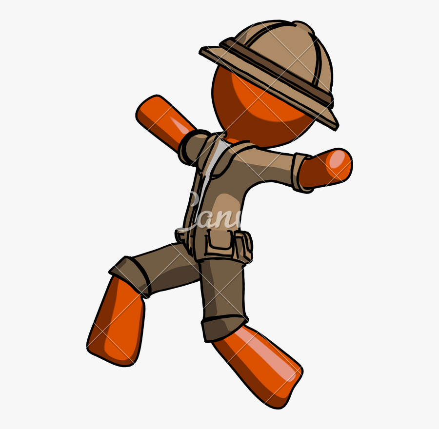 Clip Art Man Running Away - Orange Man Explorer Png, Transparent Clipart