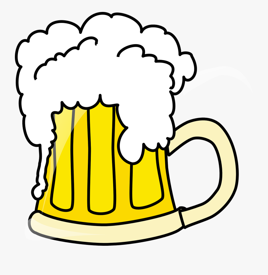 Mug, Beer, Froth, Alcohol, Drink, White, Glass, Yellow - Beer Stein Clipart, Transparent Clipart