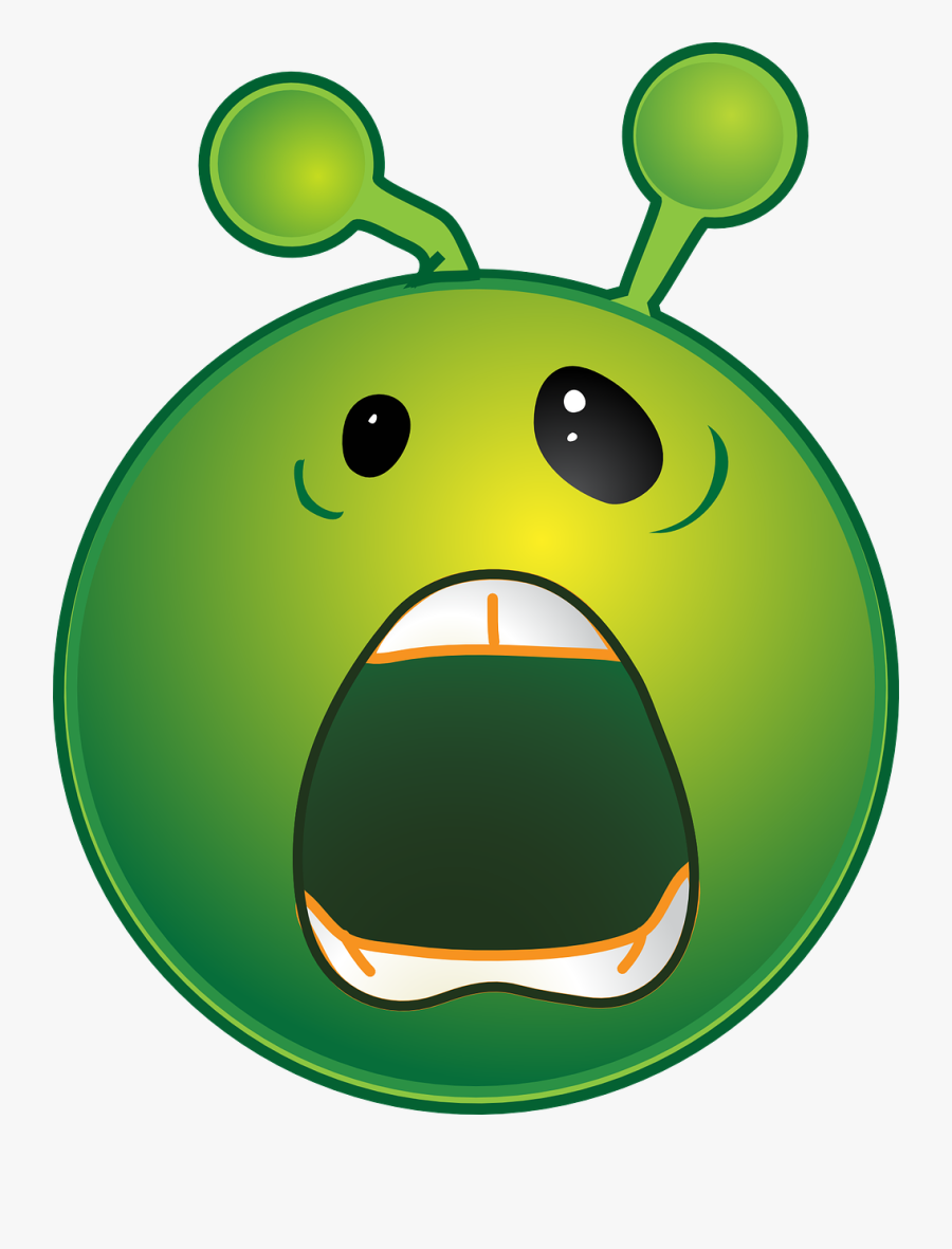 Alien, Green, Smiley, Emoticon, Scream, Shout, Angry - Alien Smiley, Transparent Clipart