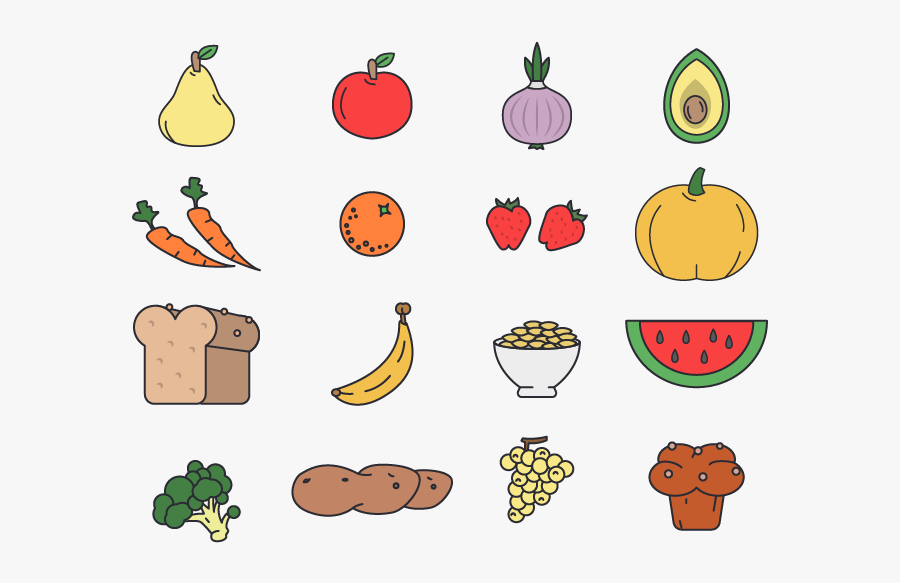 Transparent Fruits And Vegetables Png - Vegetables Fruit Line Art Png, Transparent Clipart