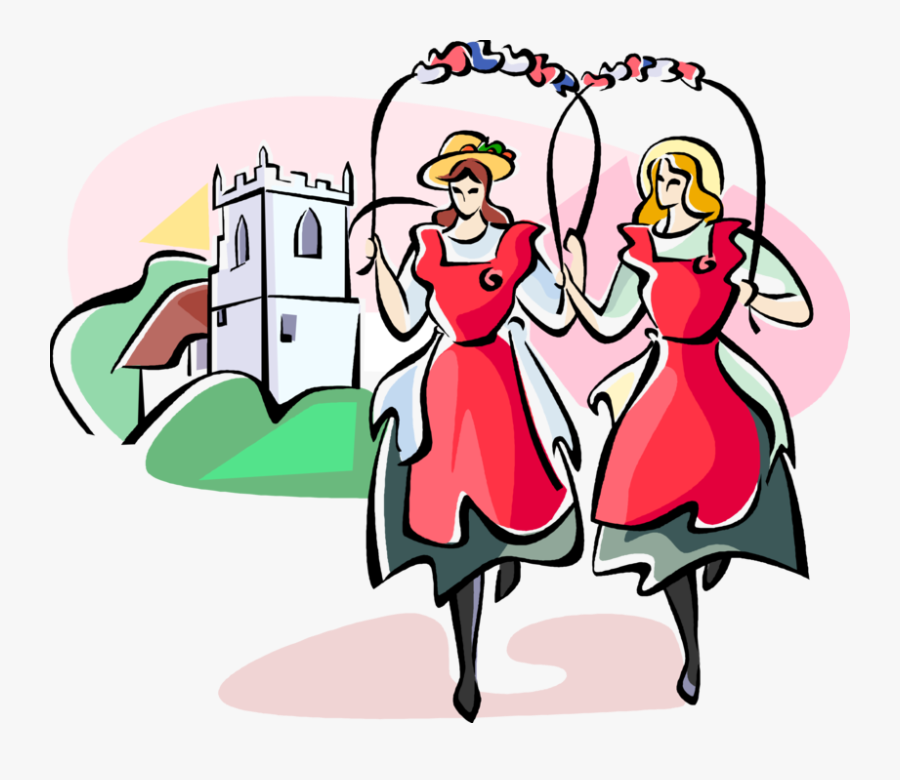 Vector Illustration Of English Folk Dance Morris Dancers - Cartoon, Transparent Clipart