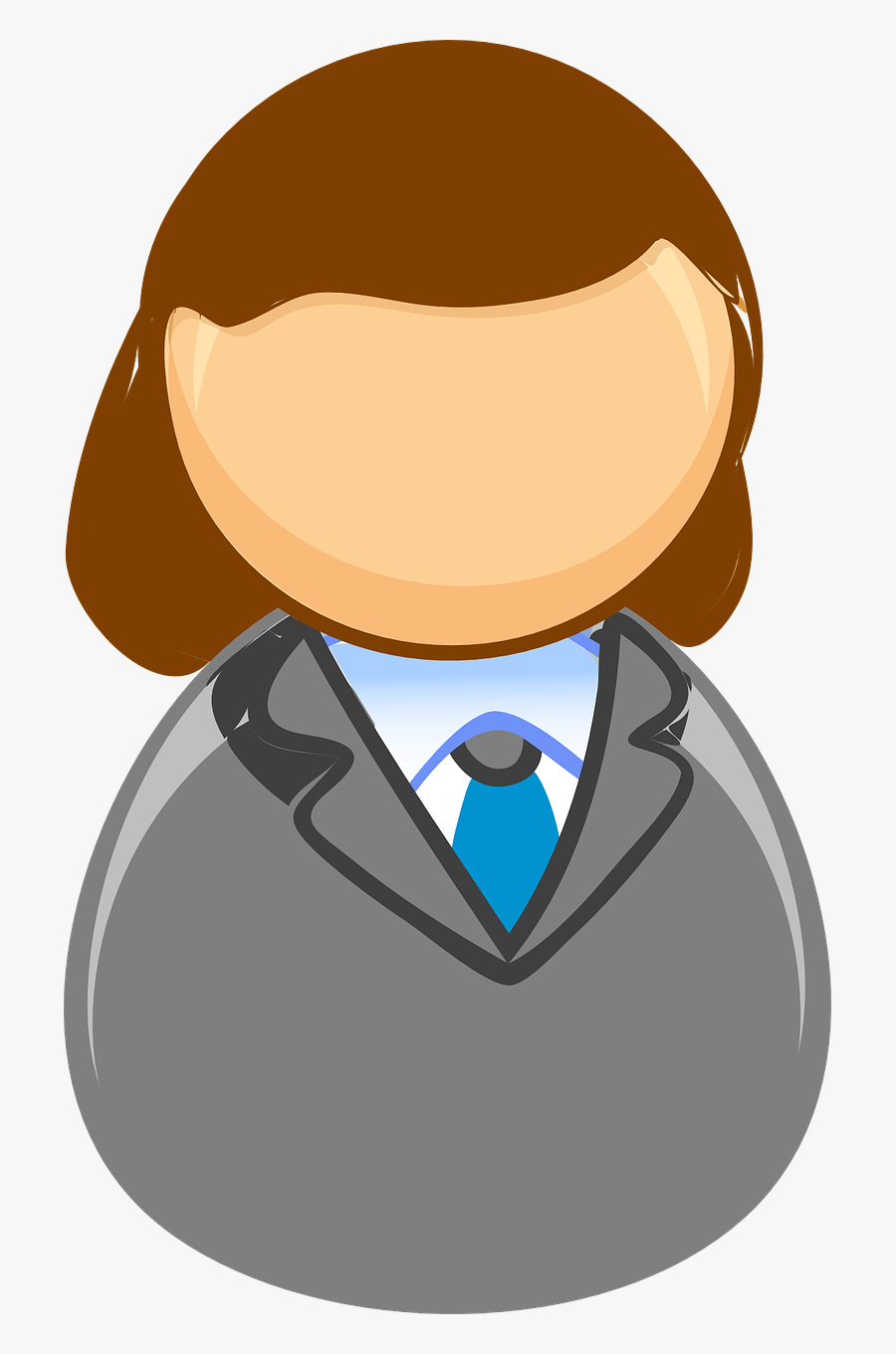 Faceless Woman Brunette - Middle Age Lady Cartoon, Transparent Clipart