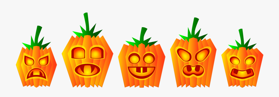 Transparent Pumpkins In A Row Clipart - Halloween Pumpkin Line Clipart, Transparent Clipart