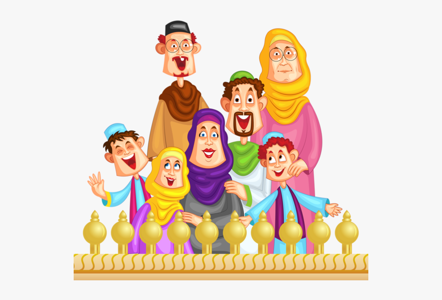 Muslim Family Cartoon Png, Transparent Clipart