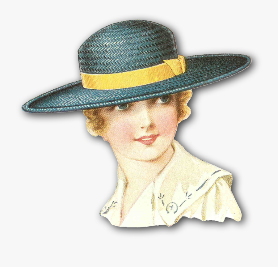 Fancy Hat Clip Art Fancy Hat Clip - Women With Hat Vintage Png, Transparent Clipart