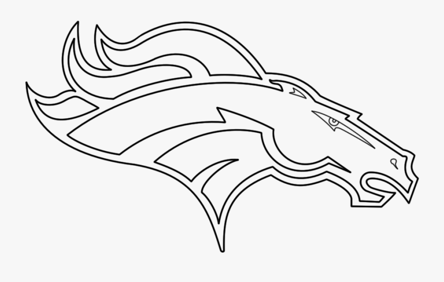 Broncos Logo Lineart - Denver Bronco Clipart Black And White, Transparent Clipart