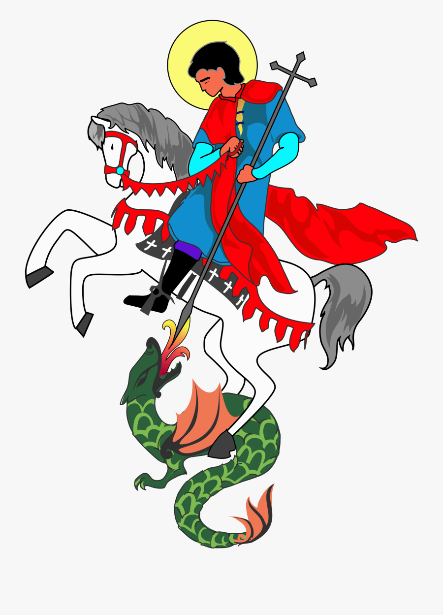 Dragon Saint George Cross - St George And The Dragon Clipart, Transparent Clipart