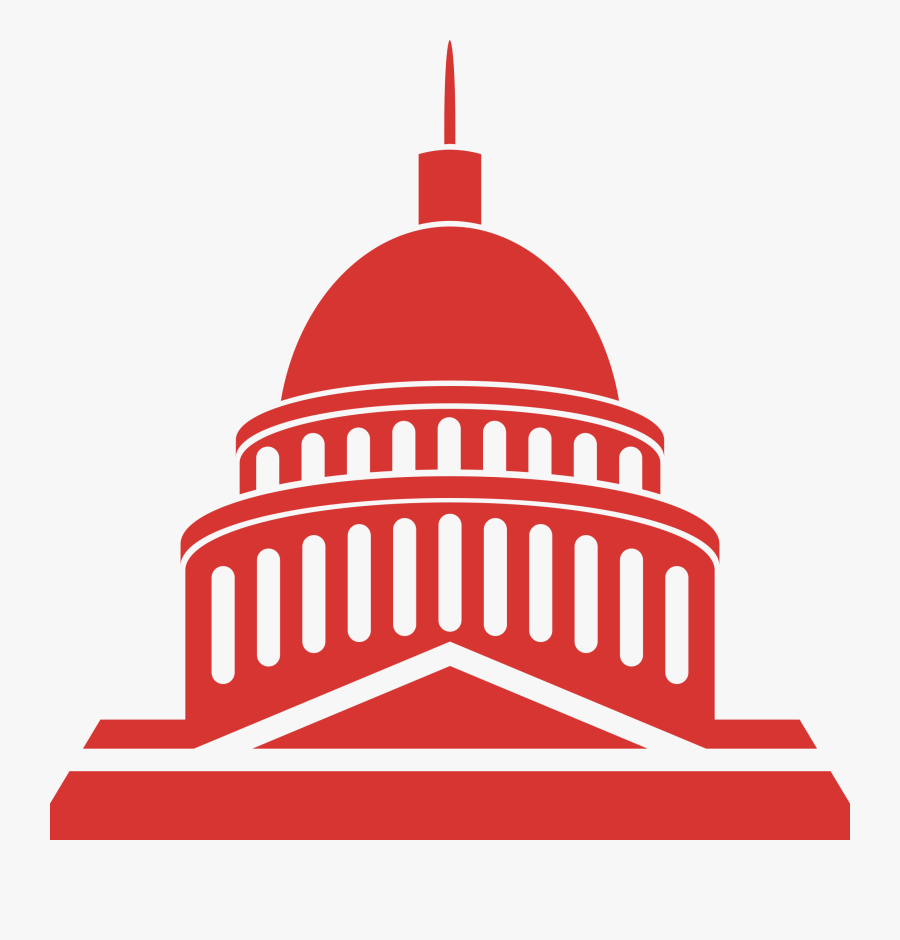 Red Illustration Of A Capitol Building, Transparent Clipart
