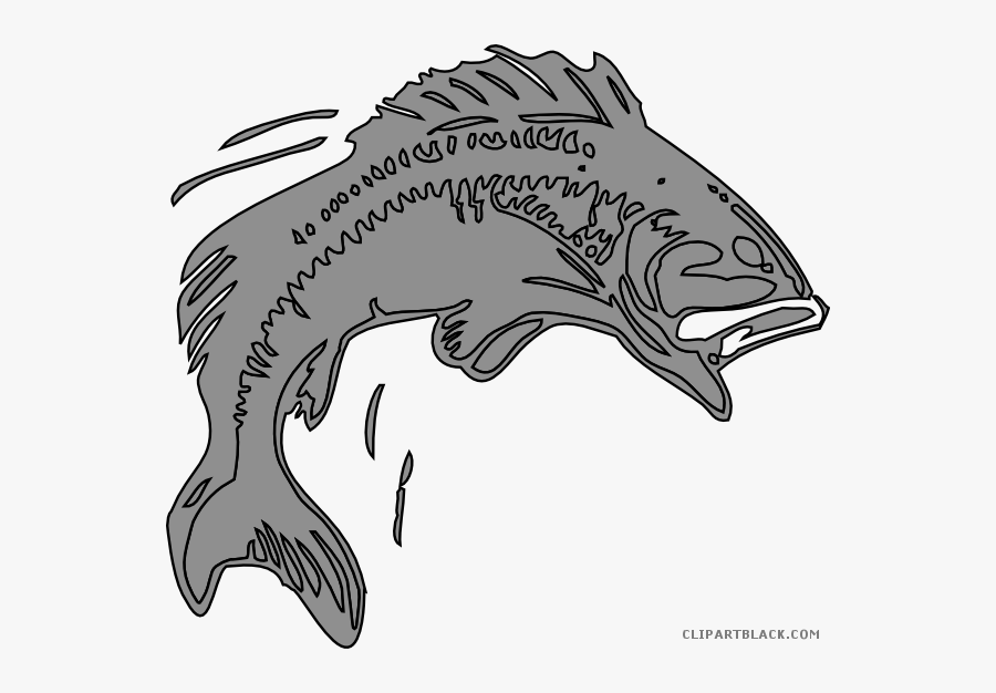 Salmon Clipart Bangus - Bass Jumping Out From Water Outline, Transparent Clipart