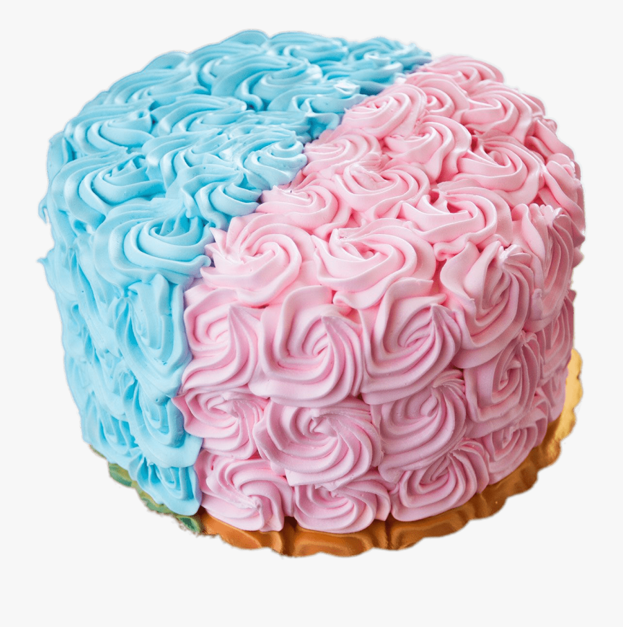 Gender Revealing Cake Pink And Blue Rosettes - He Or She Cake, Transparent Clipart