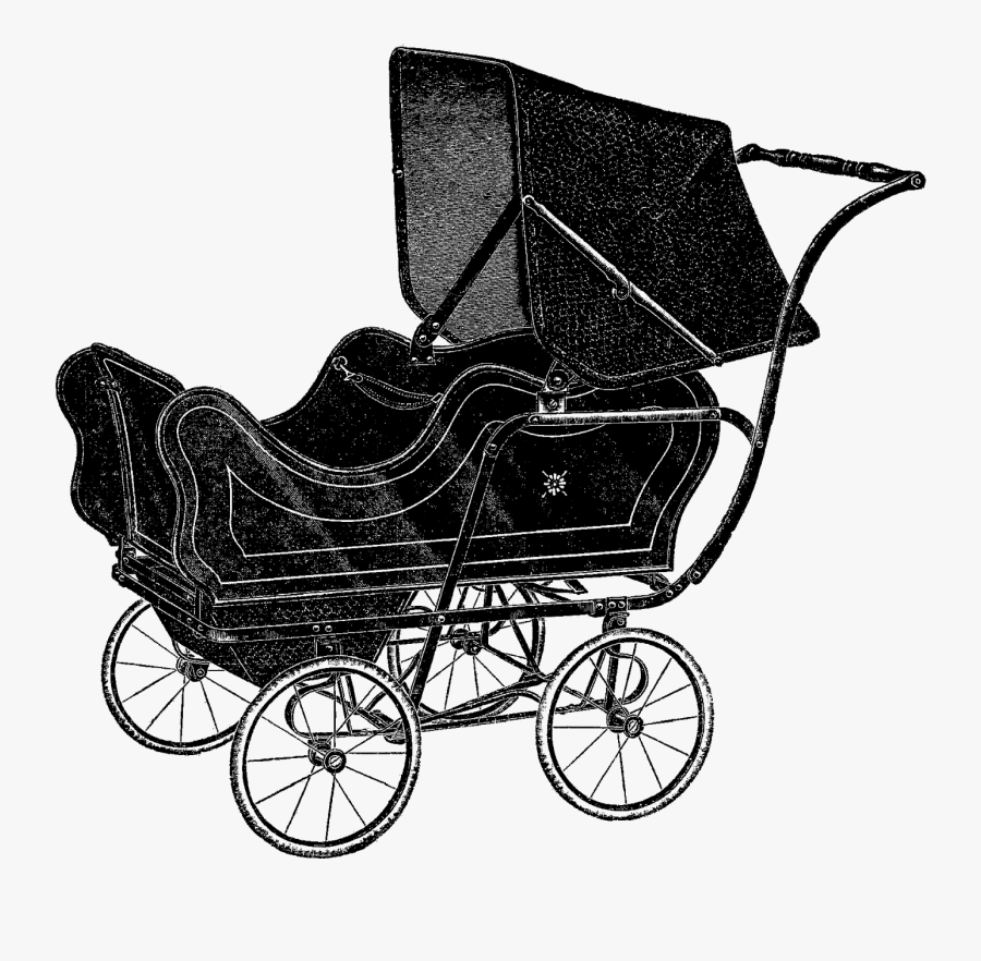 Digital Stamp Design - Baby Carriage Old Fashioned Transparent, Transparent Clipart