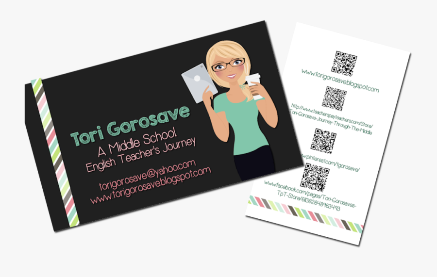 Transparent Scroll Header Clipart - Middle School Teacher Business Cards, Transparent Clipart