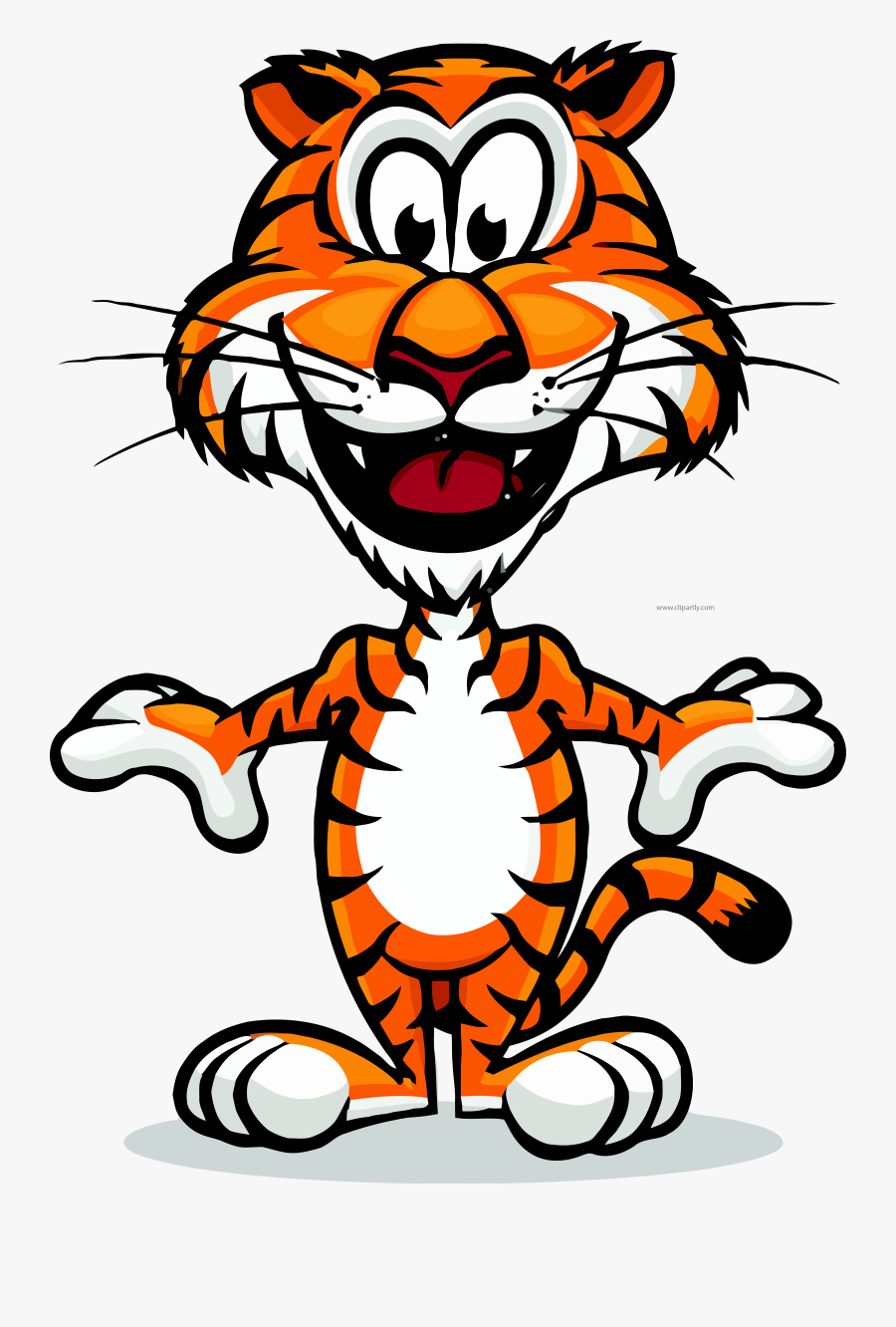 Cartoon Tiger Holding Sign, Transparent Clipart