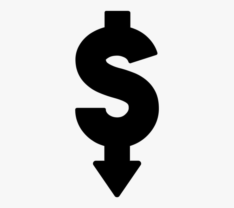 Dollar Sign With Down Arrow, Transparent Clipart