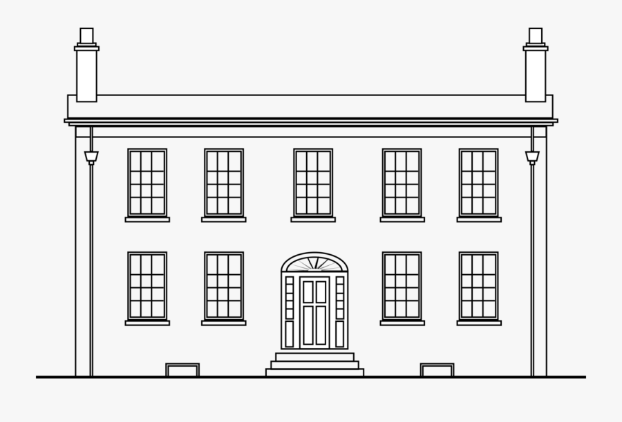 Square,symmetry,house - Georgian Colonial House Drawing, Transparent Clipart