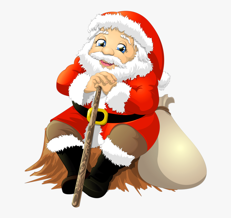 Santa With Bag Png Clipart - Santa Sitting Transparent, Transparent Clipart