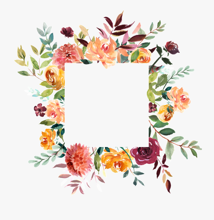 Square Wedding Invite Floral Clipart , Png Download - Square Floral Frame Png, Transparent Clipart