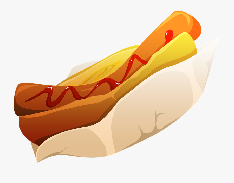 Hot Dog, Fast Food, Food, Sausage, Bun, Mustard, Snack - Hot Dog, Transparent Clipart