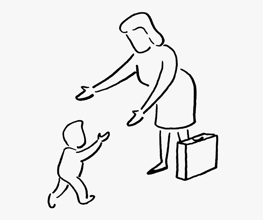 Mother And Son Walking Clipart - Baby Walking Clipart Black And White, Transparent Clipart
