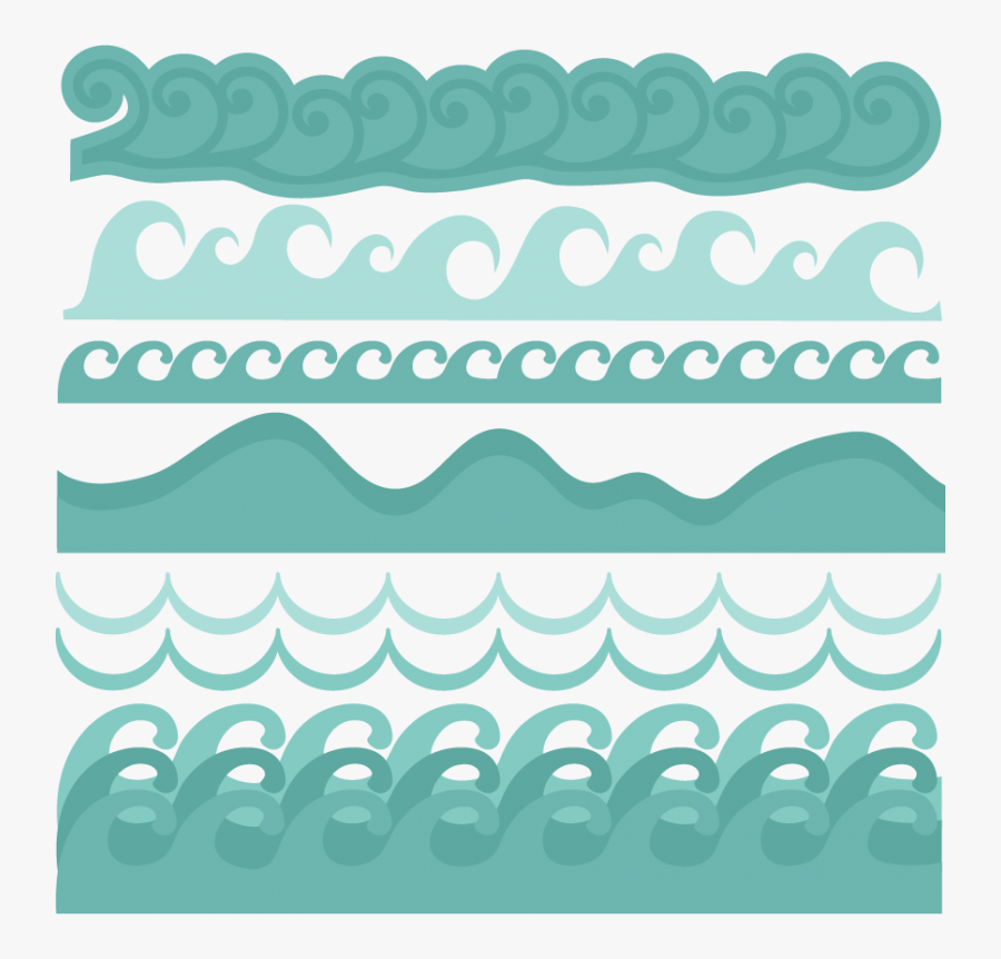 Wave Borders Svg Cut Files Beach Svg Cut Files Ocean - Cute Waves Clip Art, Transparent Clipart