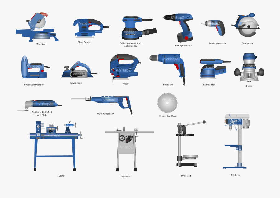 Tools Clipart Power Tool - Power Tools With Name, Transparent Clipart