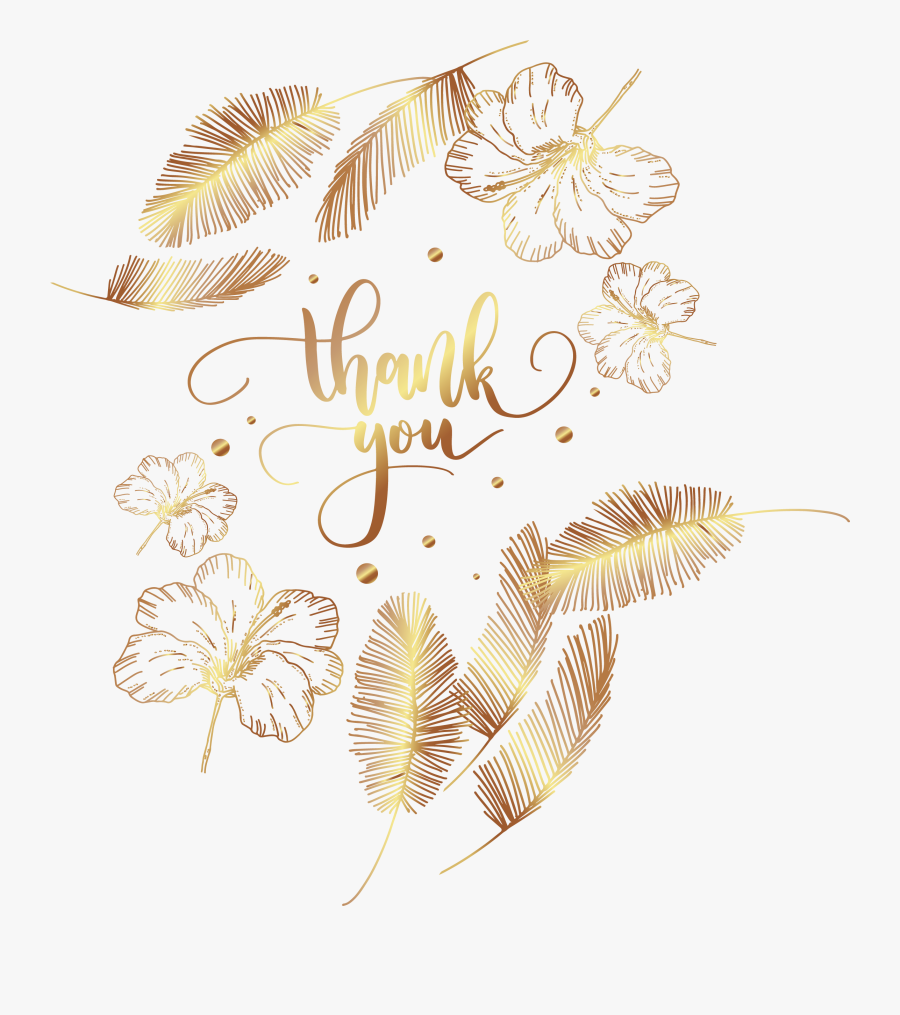 Golden Feather Flowers Icon Png Download Free Clipart - Thank You Free Transparent Background, Transparent Clipart