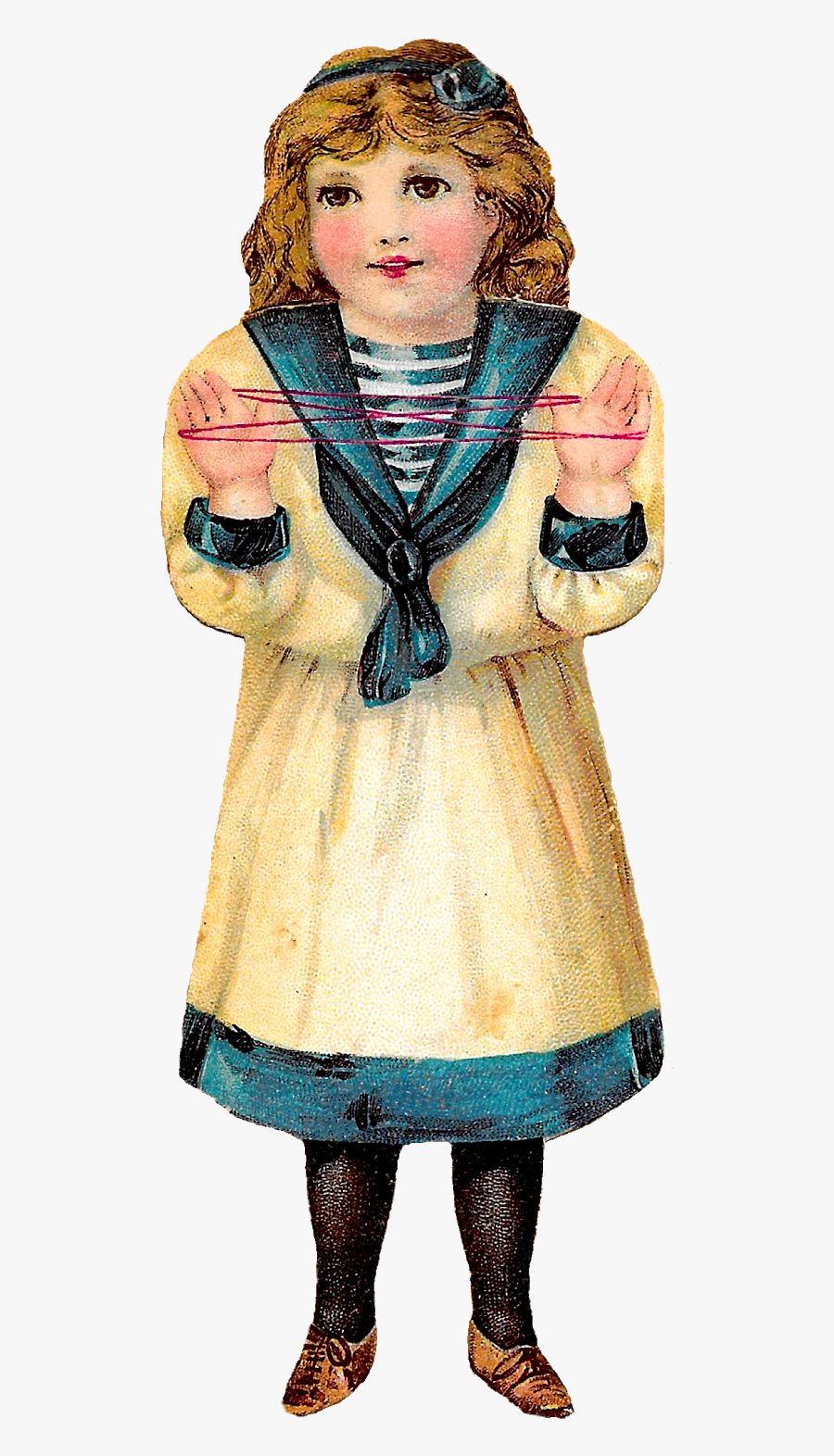 Paper Doll Victorian Girl Child Image Cats Cradle Image - Girl, Transparent Clipart