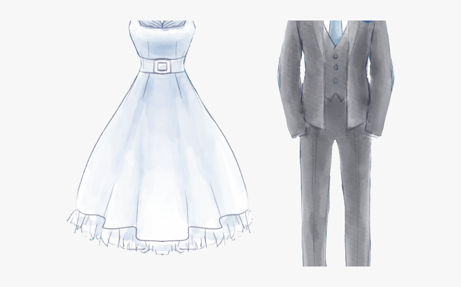 Transparent Wedding Dress Clipart Png - Attire For Wedding Invitation Watercolor, Transparent Clipart