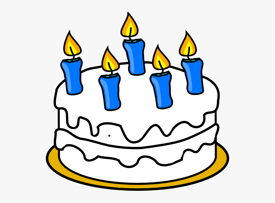 Birthday Cake With Blue Lit Candles Clip Art At Clker - Cake With Candles Cartoon, Transparent Clipart