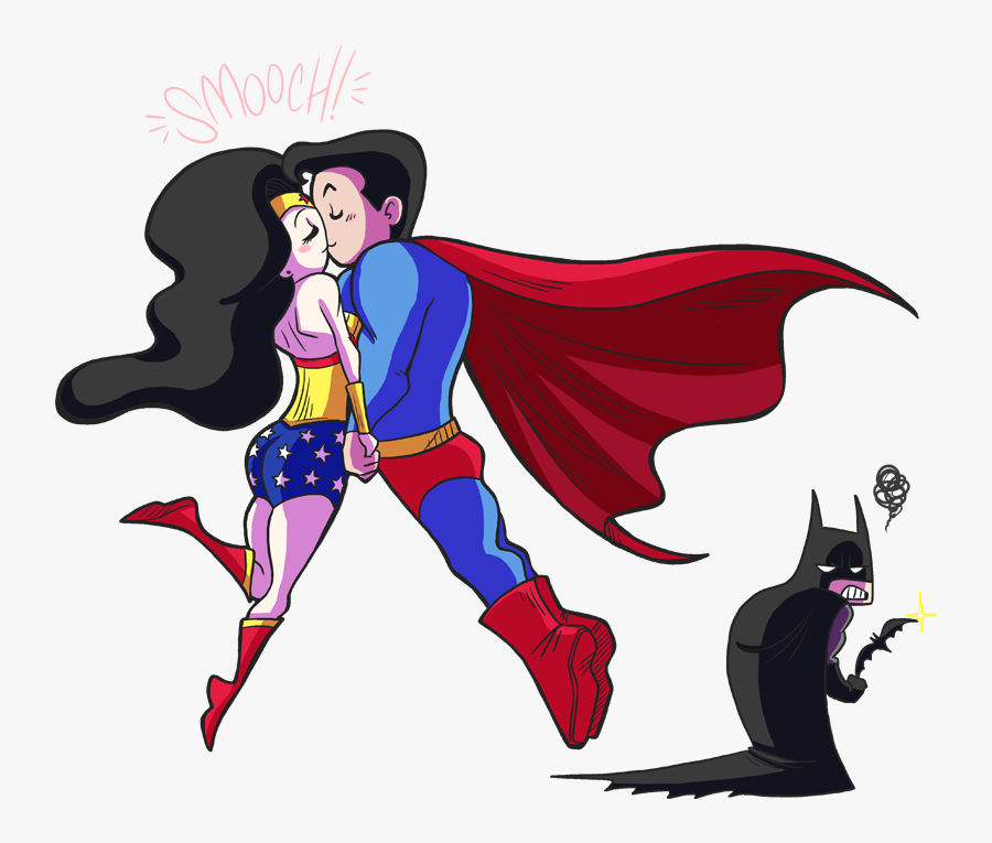 Drawn Superman Wonder Woman And Superman - Cute Wonder Woman Drawing, Transparent Clipart
