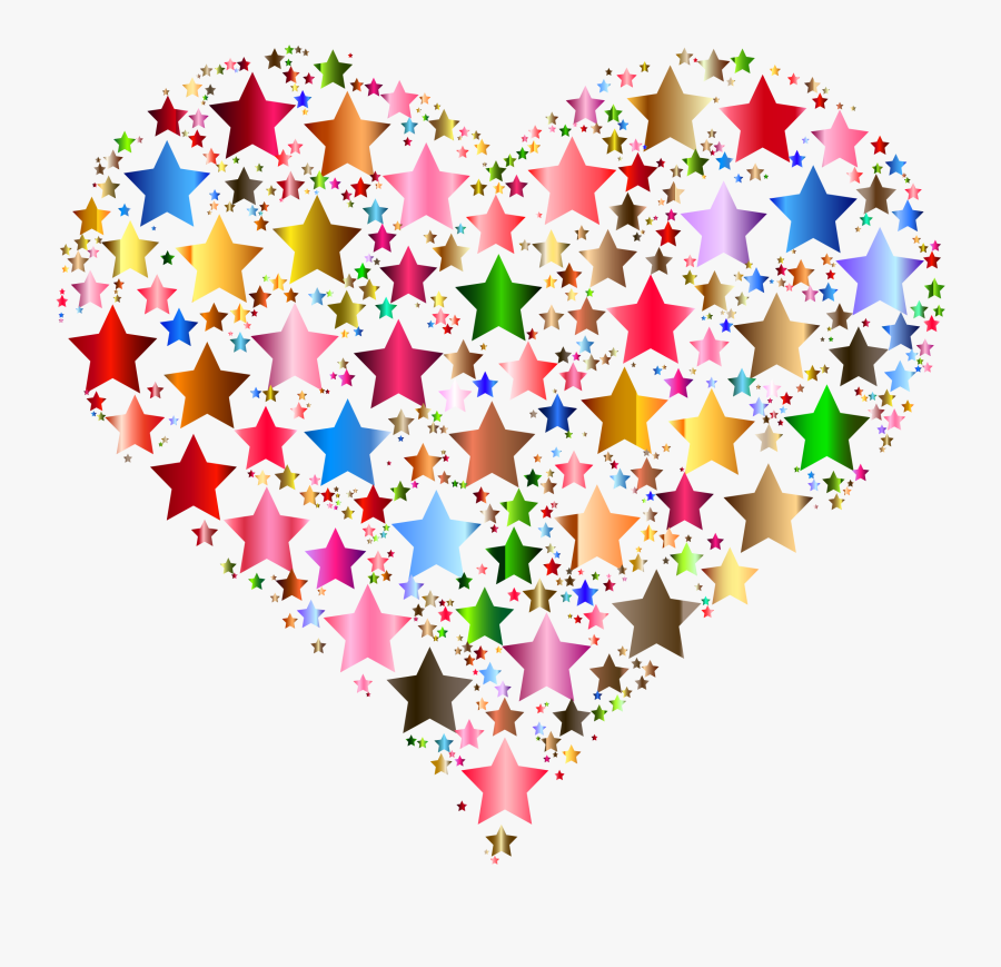 Colourful Stars - Star And Heart Png, Transparent Clipart