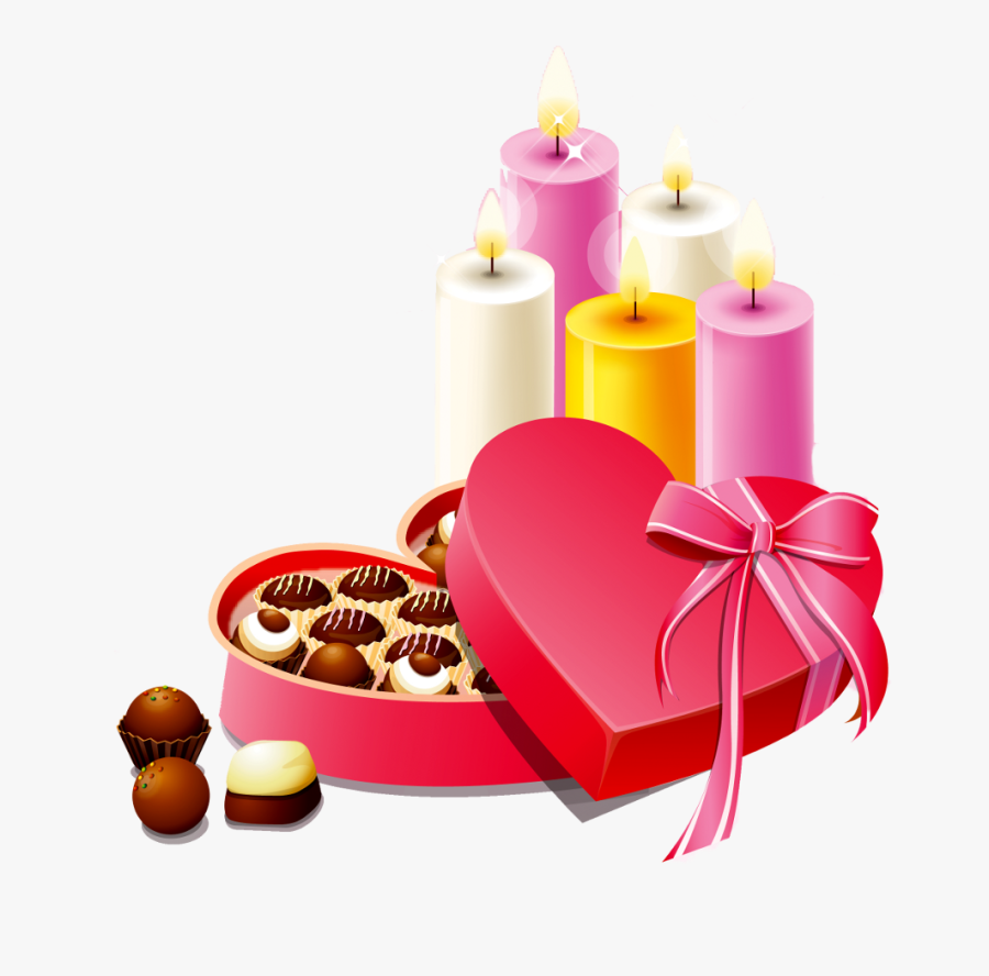 Chocolate Clipart Candle - Chocolate Box With Candles, Transparent Clipart