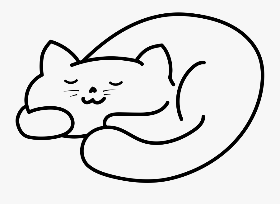 Transparent Sleeping Cat Clipart - Sleeping Cat Clipart Black And White, Transparent Clipart