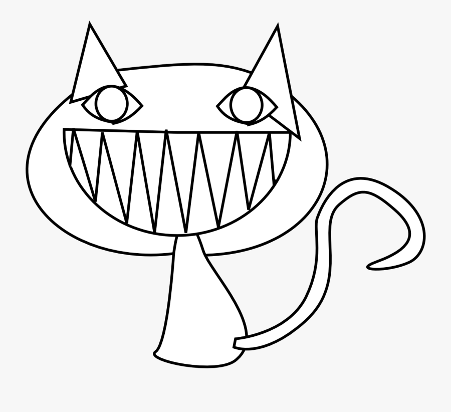 Smile - Clipart - Black - And - White - Black Smiling Cat Clipart, Transparent Clipart