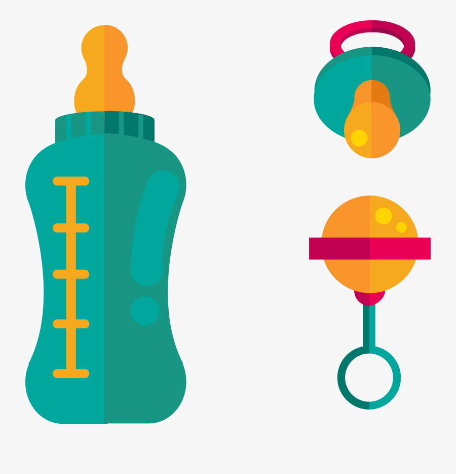Infant Baby Bottle Pacifier Euclidean Vector - Pacifier Baby Bottle Vector, Transparent Clipart