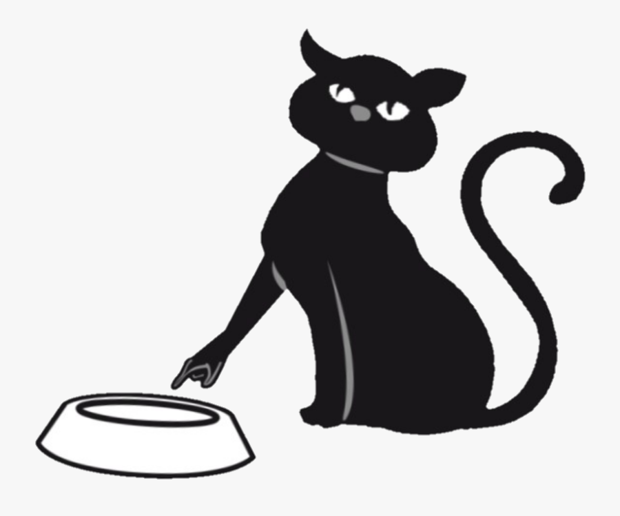 Neko Empty Yum Cute Sweet Kittylove Kitty Food Kitten - Black Cat Silhouette, Transparent Clipart