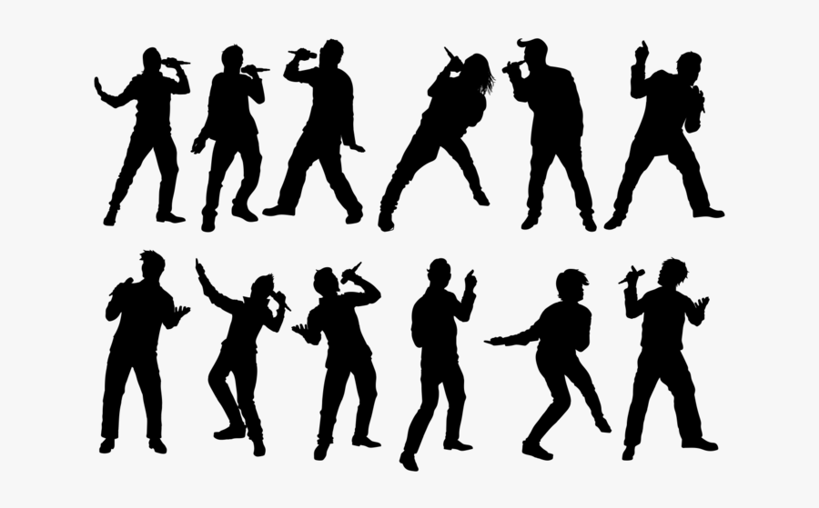 People Singing Silhouettes Vector - People Singing Silhouette, Transparent Clipart