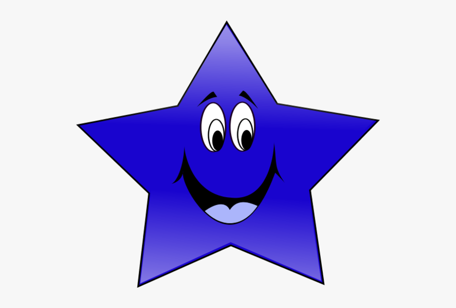 28 Collection Of Happy Face Star Clipart - Blue Star With Happy Face, Transparent Clipart